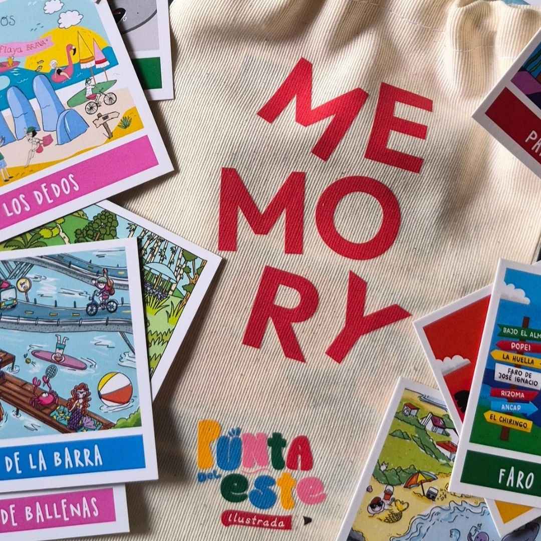 Juego Memory Punta del Este de Ilustrada con bolsa de lienzo y cartas ilustradas